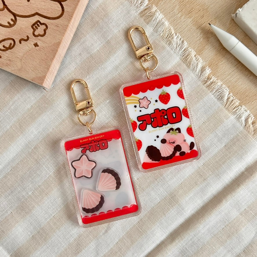 Apollo Strawberry | acrylic shaker keychain