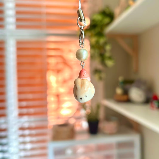 Strawberry Shortcake Bunny | Handmade Clay Phone Charm