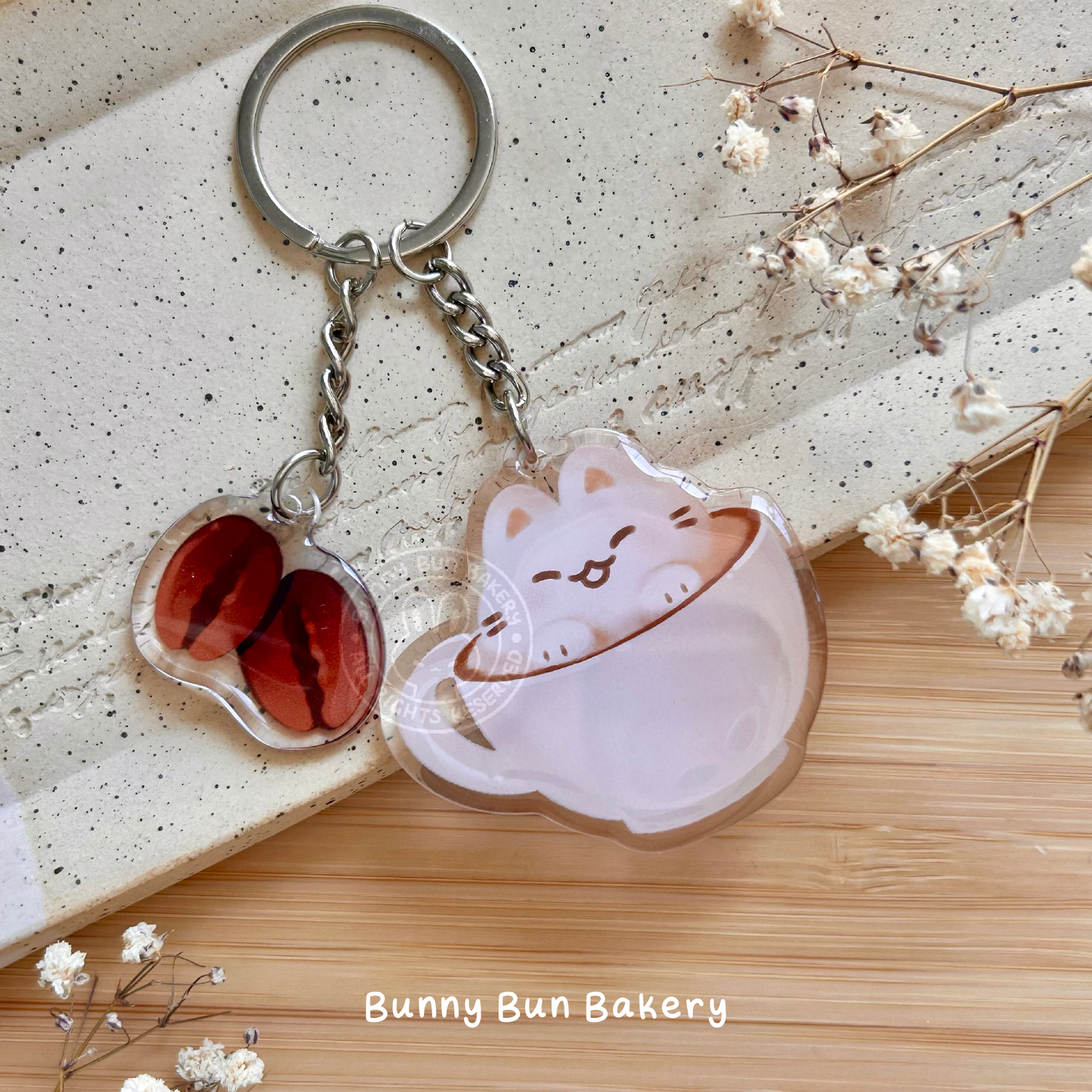 Catpuccino Time Keychain Wrist Lanyard