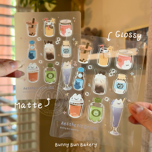 Aesthetic Drinks | Matte Semi-Transparent Sticker Sheet