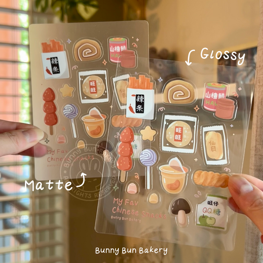 My Fav Chinese Snacks | Matte Semi-Transparent Sticker Sheet