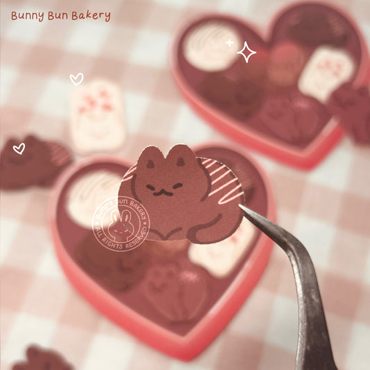 Valentine's Chocolate Cat | Matte Sticker Sheet
