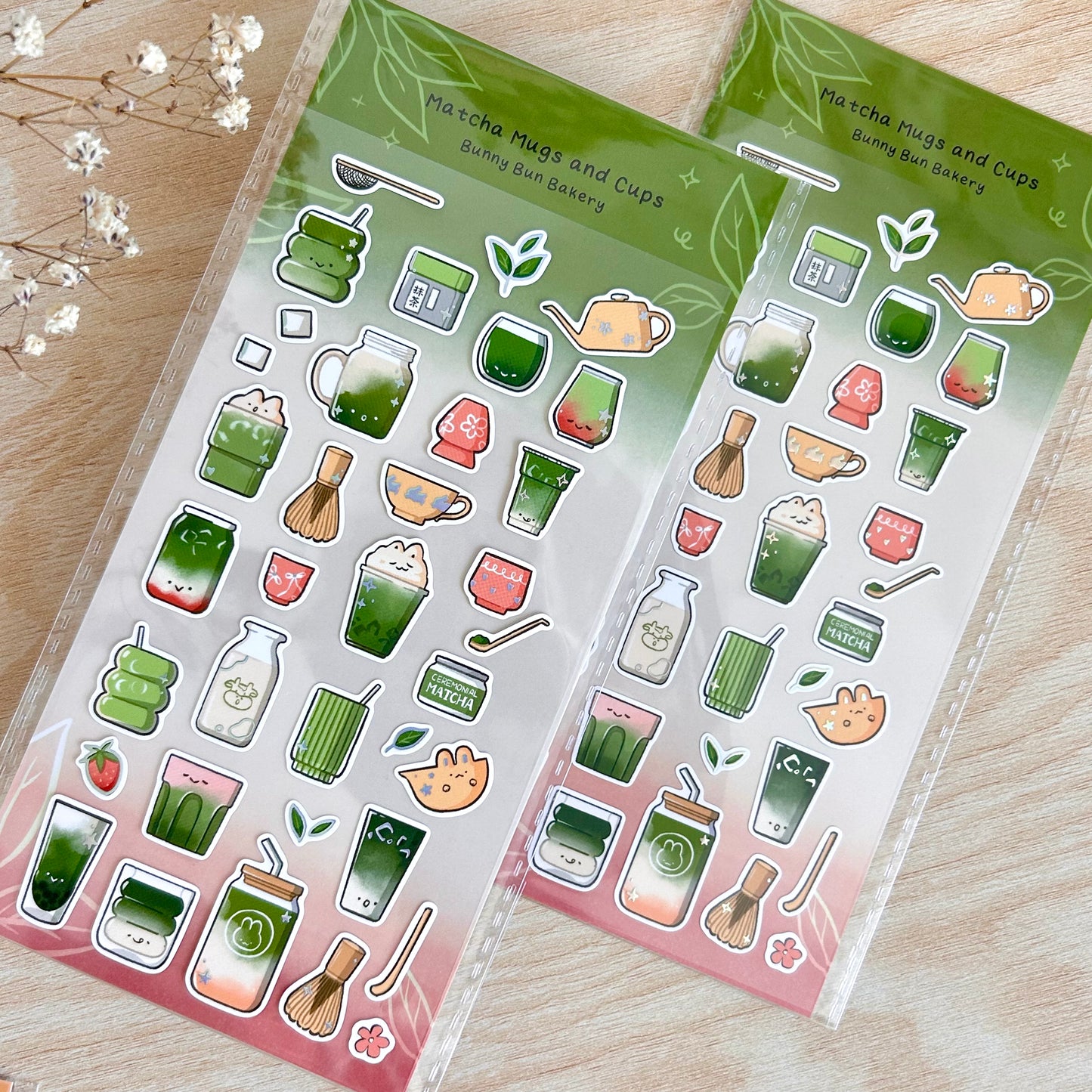 Matcha Mugs and Cups | clear glossy sticker sheet