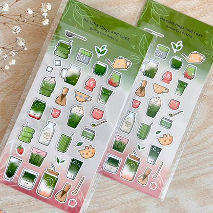 Matcha Mugs and Cups | clear glossy sticker sheet