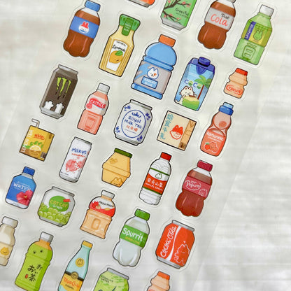 Cutesy Cooler Drinks | clear glossy sticker sheet
