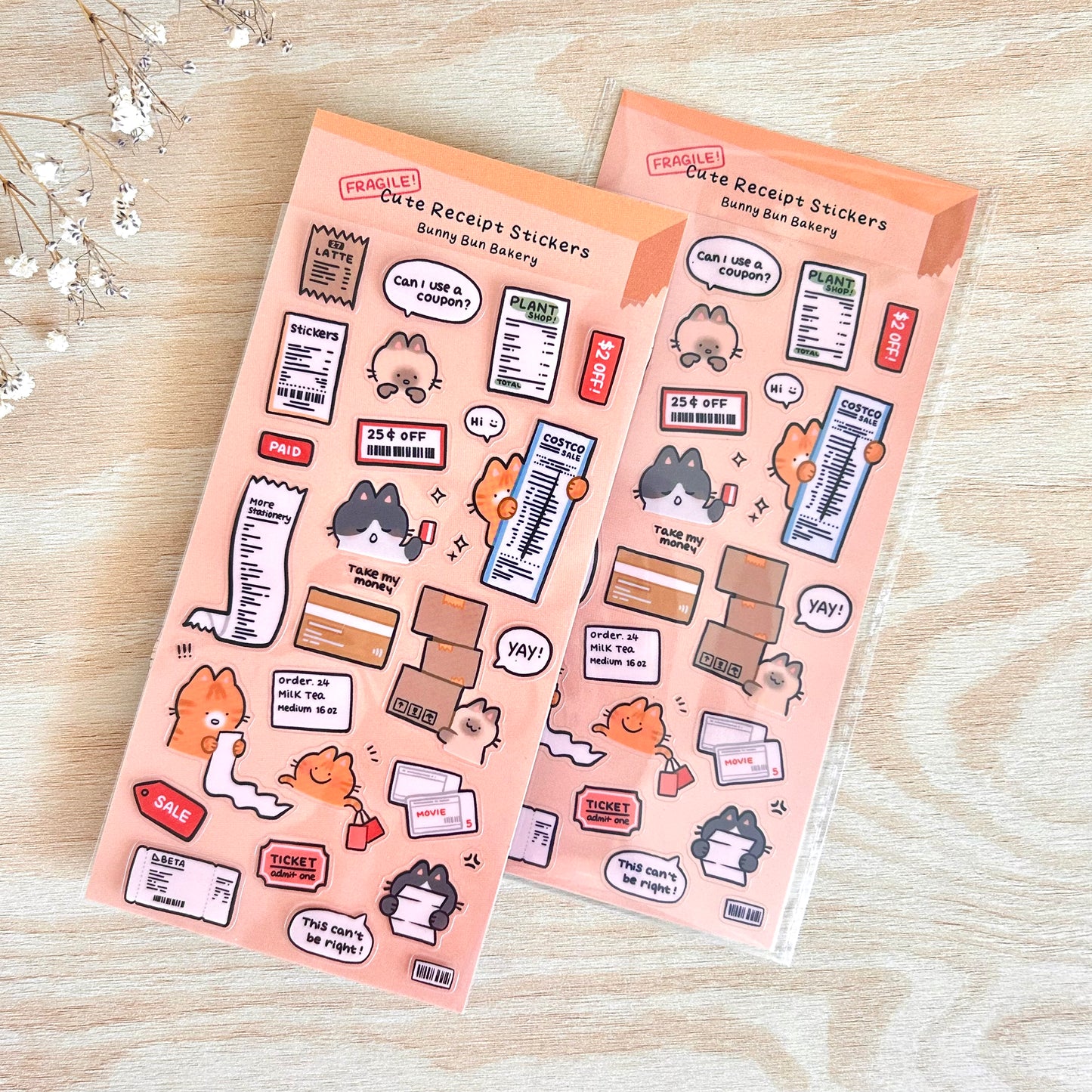 Cute Receipt | clear glossy sticker sheet