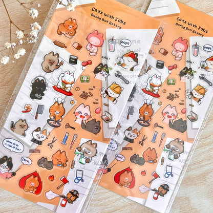 Cats with Jobs | clear glossy sticker sheet
