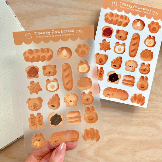 Toasty Pawstries | matte vinyl & clear glossy
