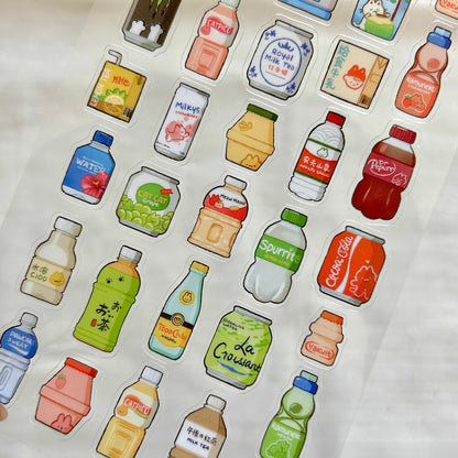 Cutesy Cooler Drinks | clear glossy sticker sheet
