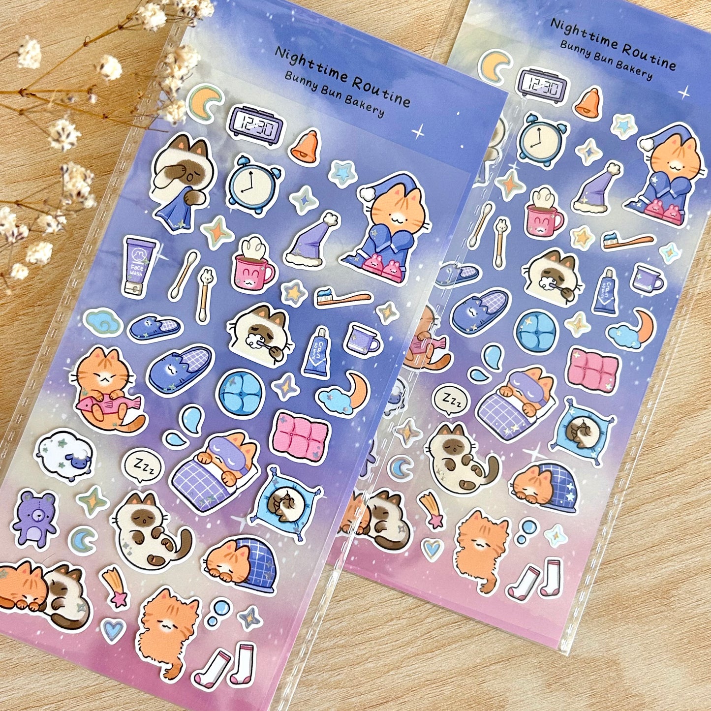 Nighttime Routine | clear glossy sticker sheet
