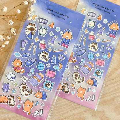Nighttime Routine | clear glossy sticker sheet