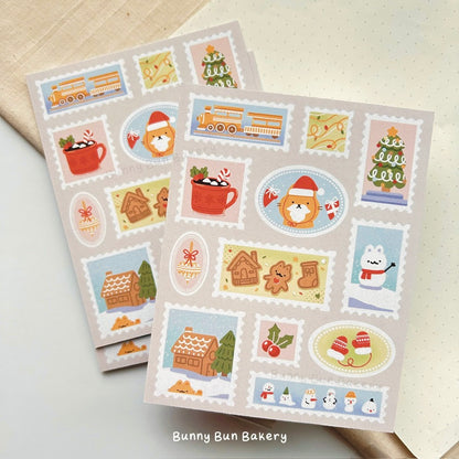 Festive Holiday Stamps | Matte vinyl sticker sheet