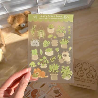 Leafy Green Paws | matte vinyl & clear glossy