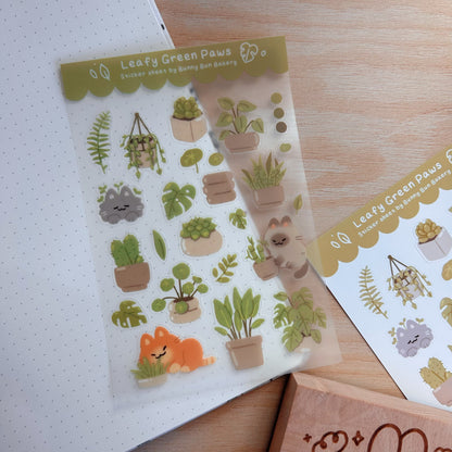 Leafy Green Paws | matte vinyl & clear glossy