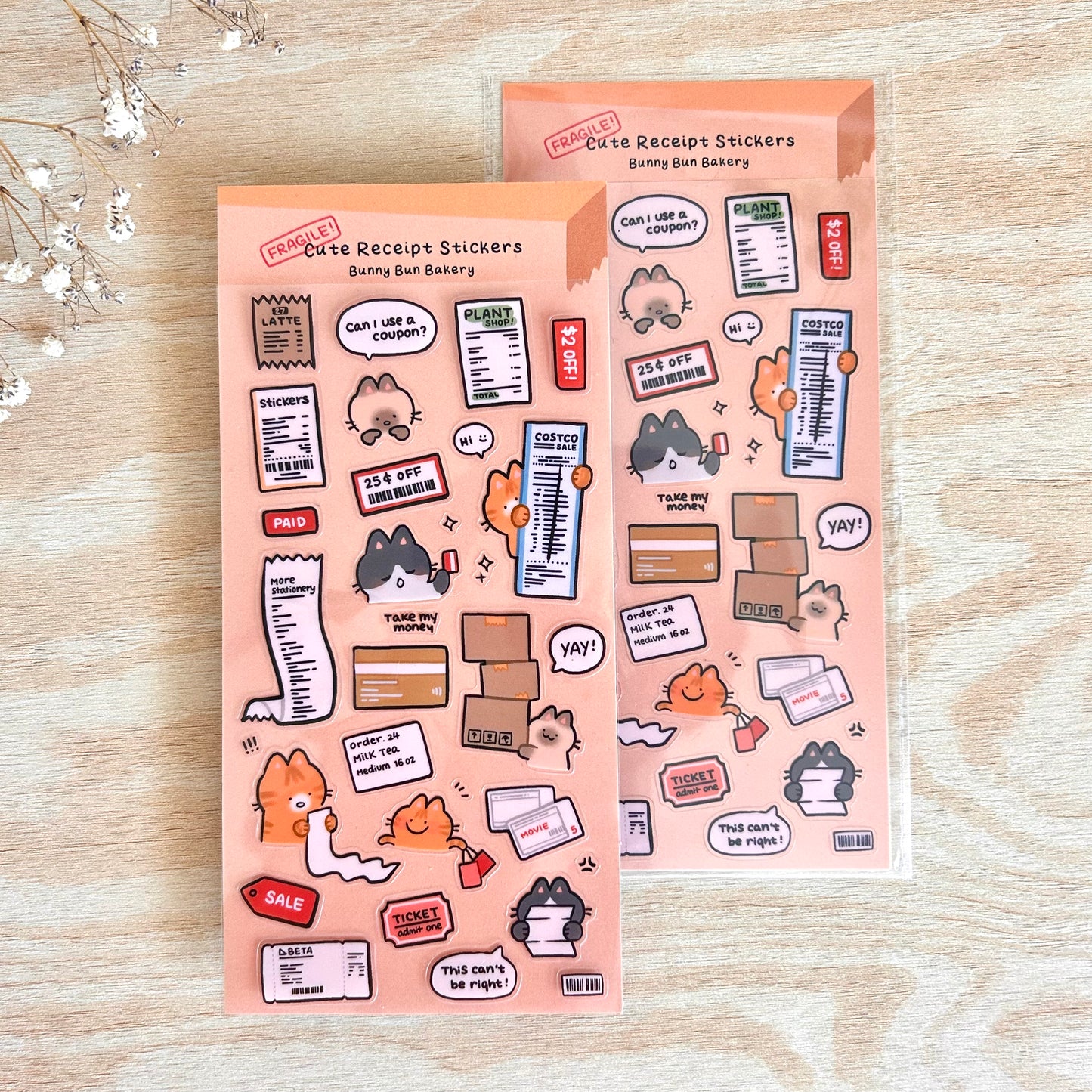 Cute Receipt | clear glossy sticker sheet