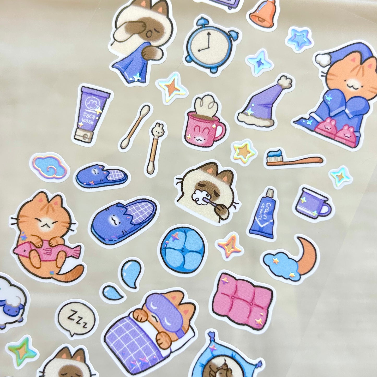 Nighttime Routine | clear glossy sticker sheet
