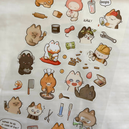 Cats with Jobs | clear glossy sticker sheet
