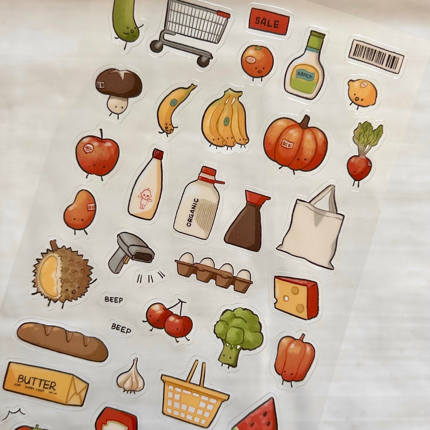 Lil Grocery Buddies | clear glossy sticker sheet