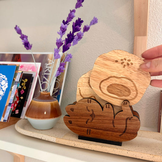 Paws and Pastries | wooden coasters