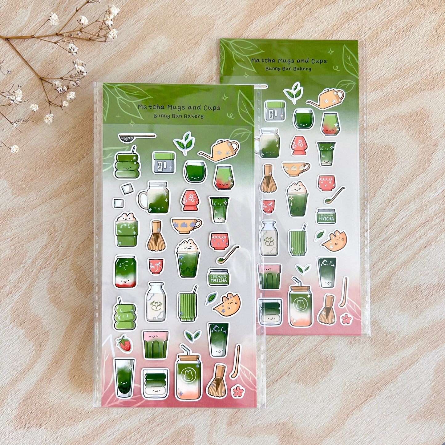 Matcha Mugs and Cups | clear glossy sticker sheet