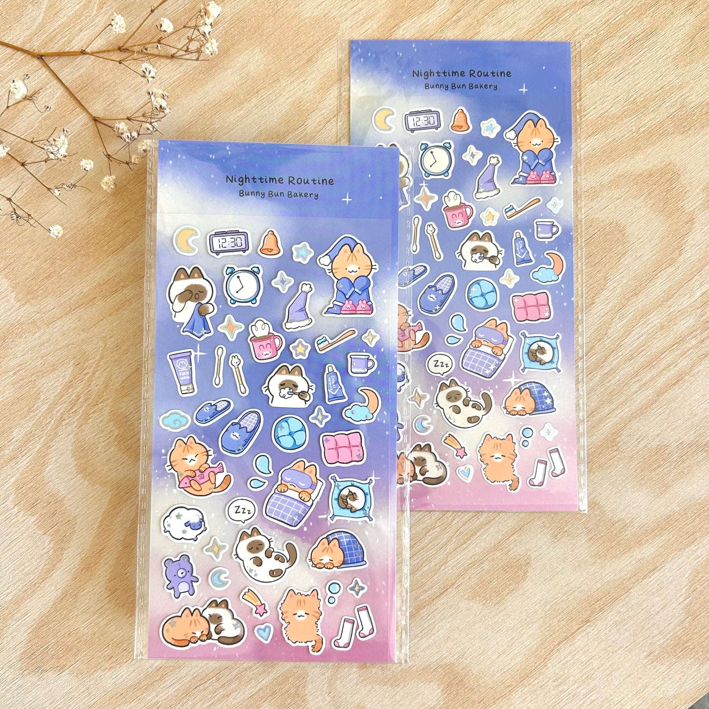 Nighttime Routine | clear glossy sticker sheet