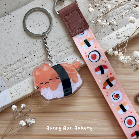 Sake Salmon Sushi Keychain Wrist Lanyard