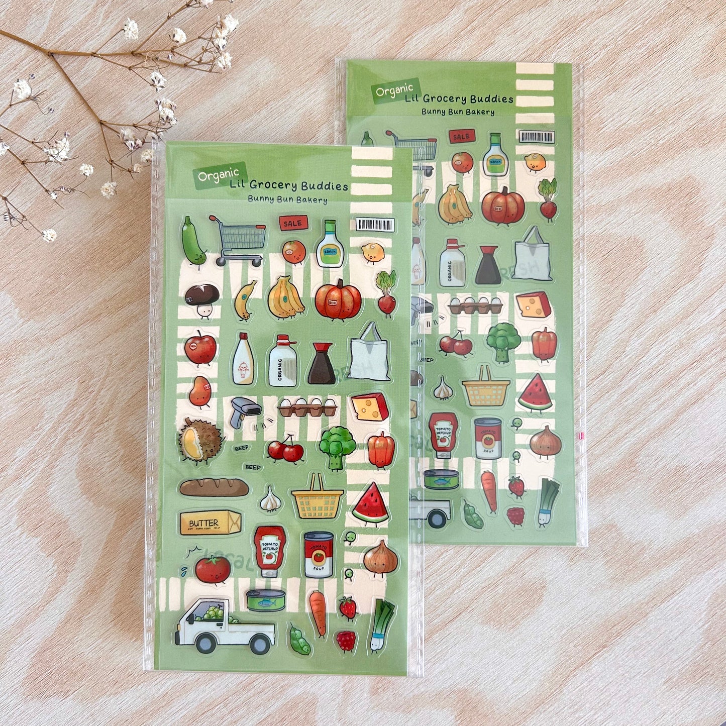 Lil Grocery Buddies | clear glossy sticker sheet