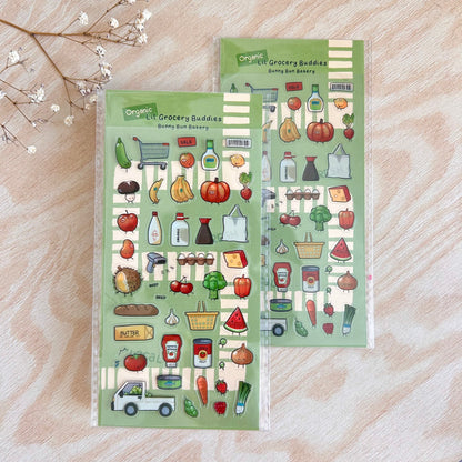 Lil Grocery Buddies | clear glossy sticker sheet