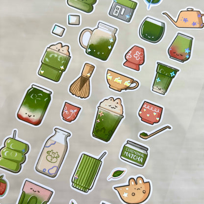 Matcha Mugs and Cups | clear glossy sticker sheet