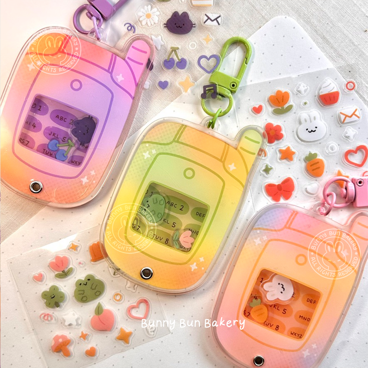 Nostalgia Calling Phones | Shaker Acrylic Keychain + Deco Stickers