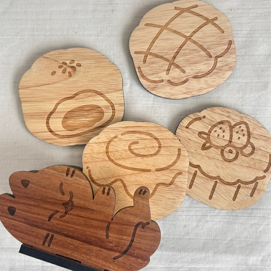 Paws and Pastries | wooden coasters