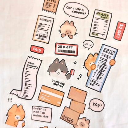Cute Receipt | clear glossy sticker sheet