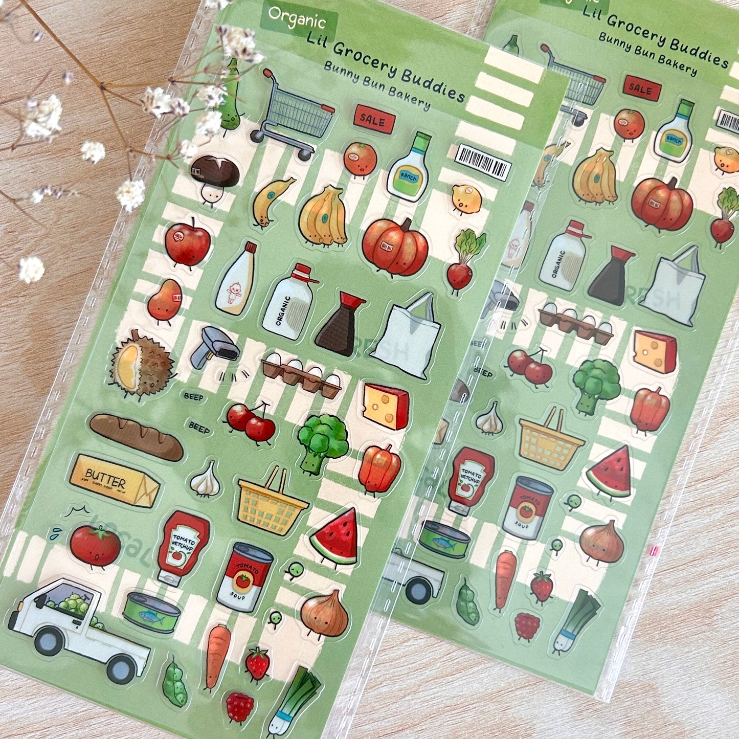Lil Grocery Buddies | clear glossy sticker sheet