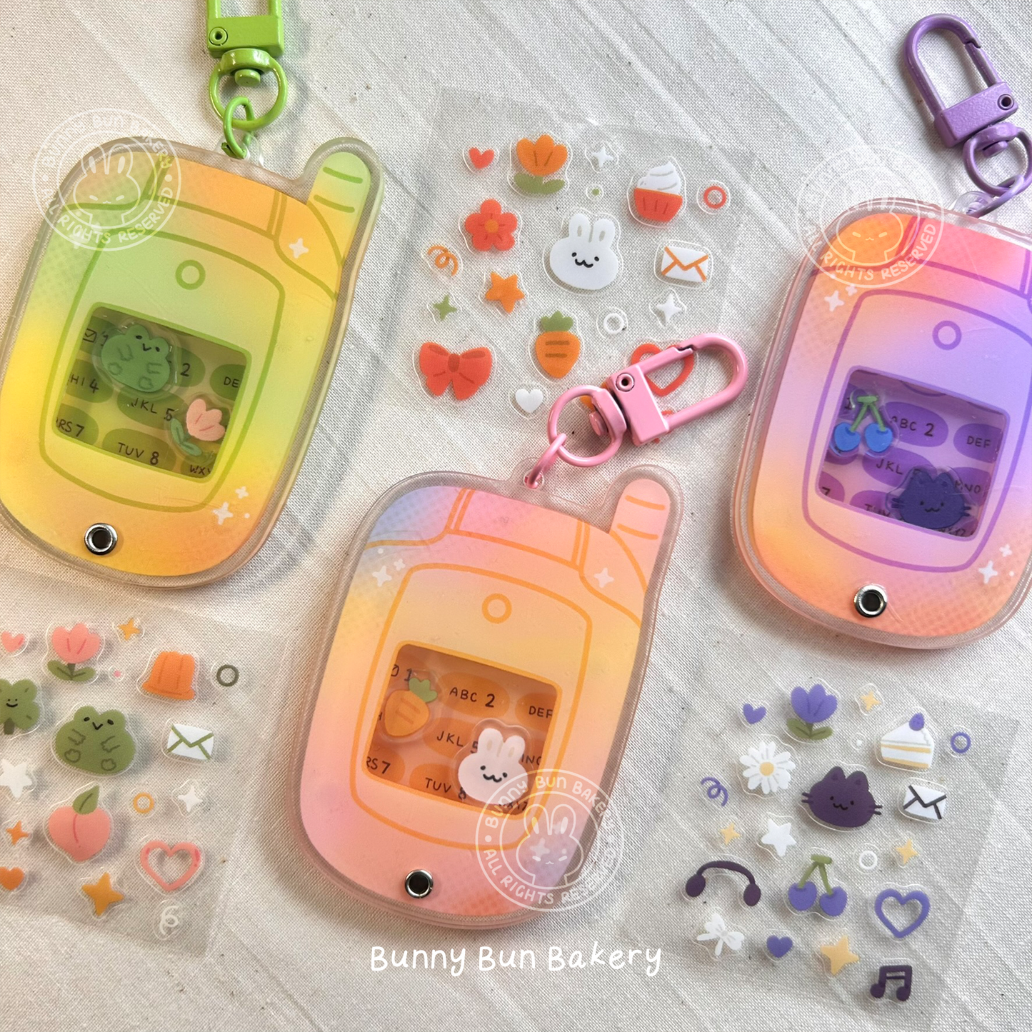 Nostalgia Calling Phones | Shaker Acrylic Keychain + Deco Stickers