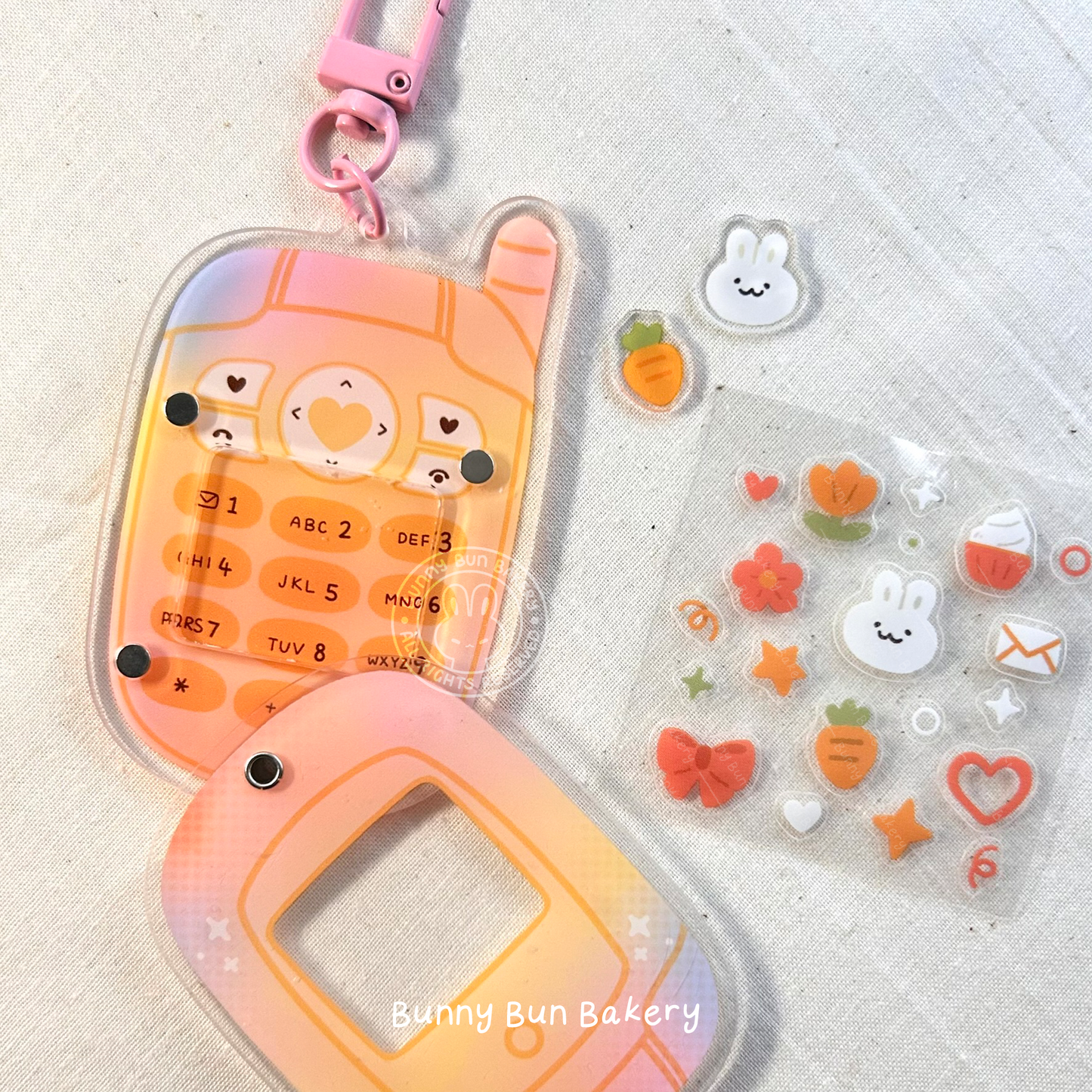 Nostalgia Calling Phones | Shaker Acrylic Keychain + Deco Stickers