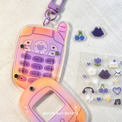 Nostalgia Calling Phones | Shaker Acrylic Keychain + Deco Stickers