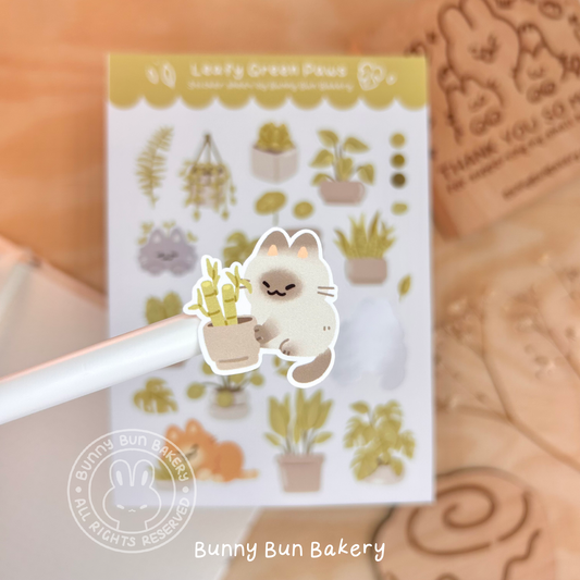 Leafy Green Paws | matte vinyl sticker sheet