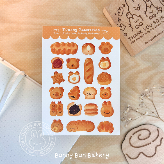 Toasty Pawstries | matte vinyl sticker sheet