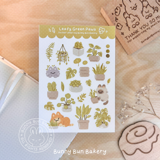 Leafy Green Paws | matte vinyl sticker sheet