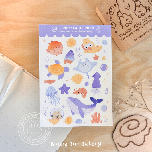 Undersea Doodles | matte vinyl sticker sheet