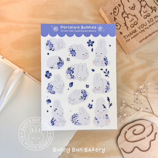 Porcelain Bunnies | matte vinyl sticker sheet