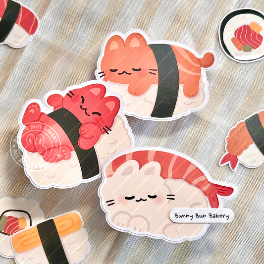 Meowki Rolls Party | Glossy Vinyl Stickers