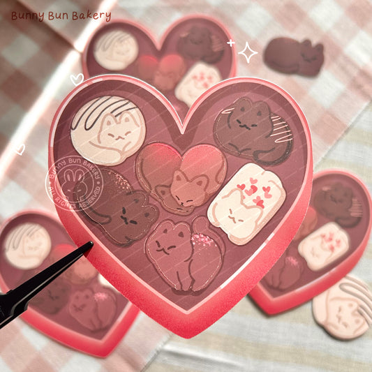 Valentine's Chocolate Cat | Matte Sticker Sheet