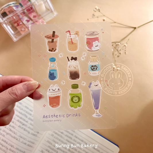 Aesthetic Drinks | Matte Semi-Transparent Sticker Sheet
