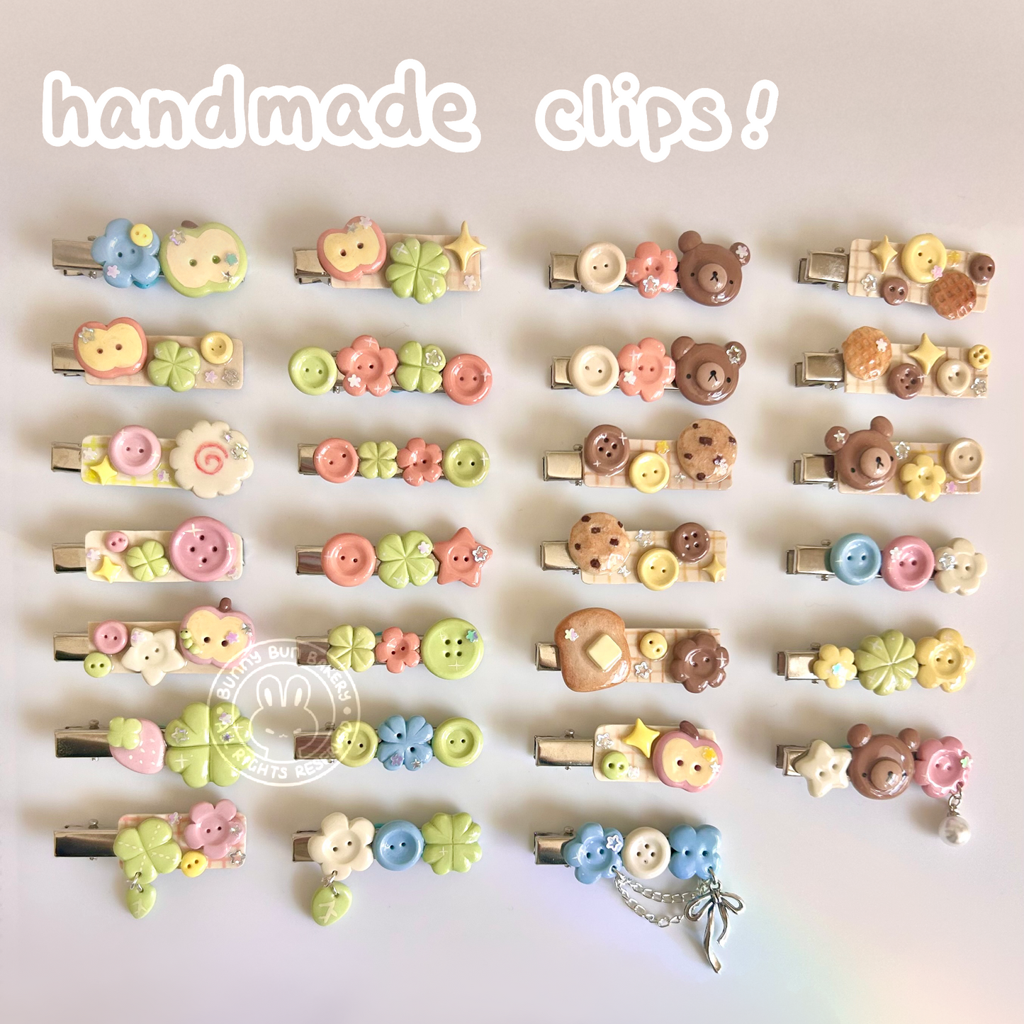 Buttons & Critters| Handmade Clay Hair Clips