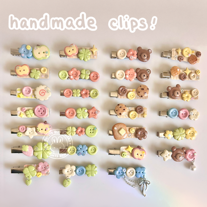 Buttons & Critters| Handmade Clay Hair Clips