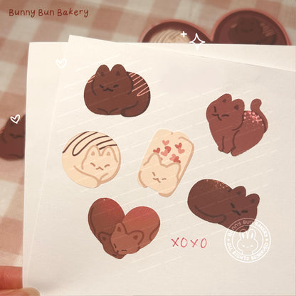 Valentine's Chocolate Cat | Matte Sticker Sheet