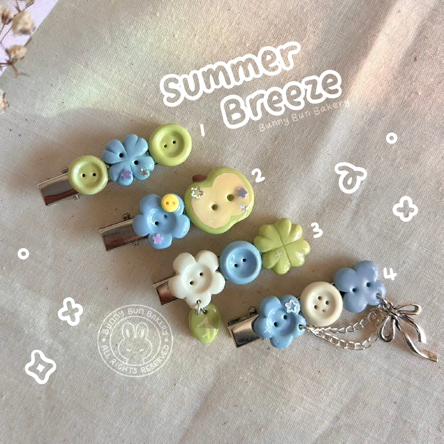 Buttons & Critters| Handmade Clay Hair Clips